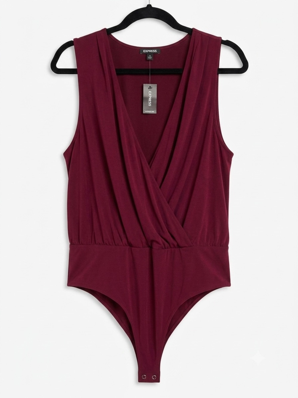 Express women’s Burgundy Sleeveless Faux-Wrap Bodysuit-xl-EUC